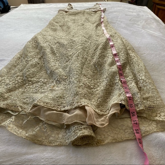 Vintage 1990’s Badgley Mischka Beaded Lace Maxi Formal Gown - Picture 7 of 11